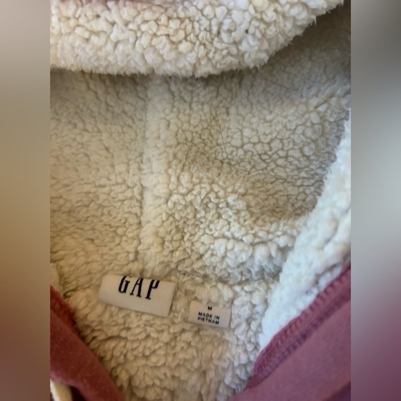 GAP Dusty Rose Hoodie with Cream Sherpa Lining - Picture 3 of 6